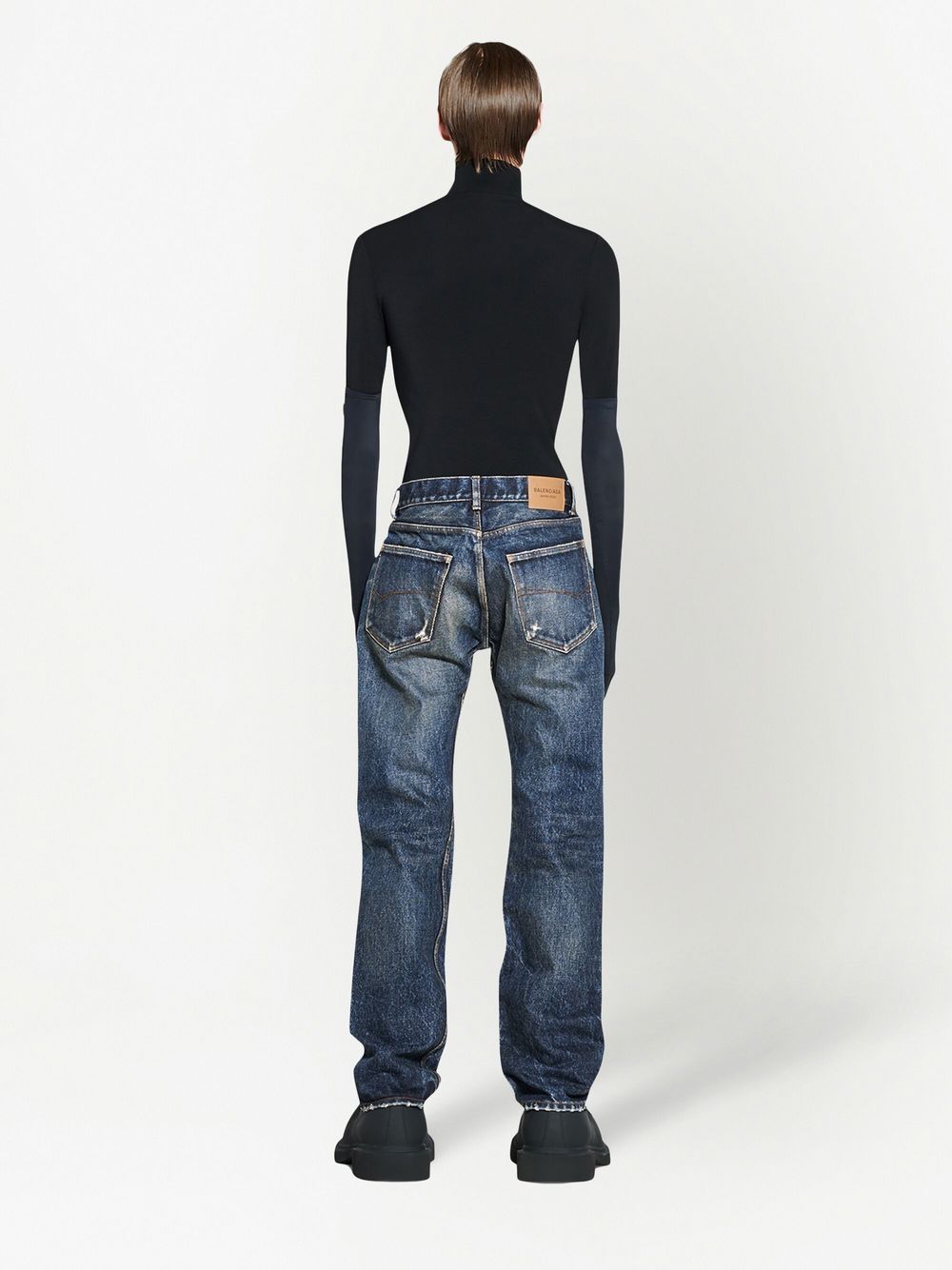 Shop Balenciaga Faded Wide-leg Jeans In Blue