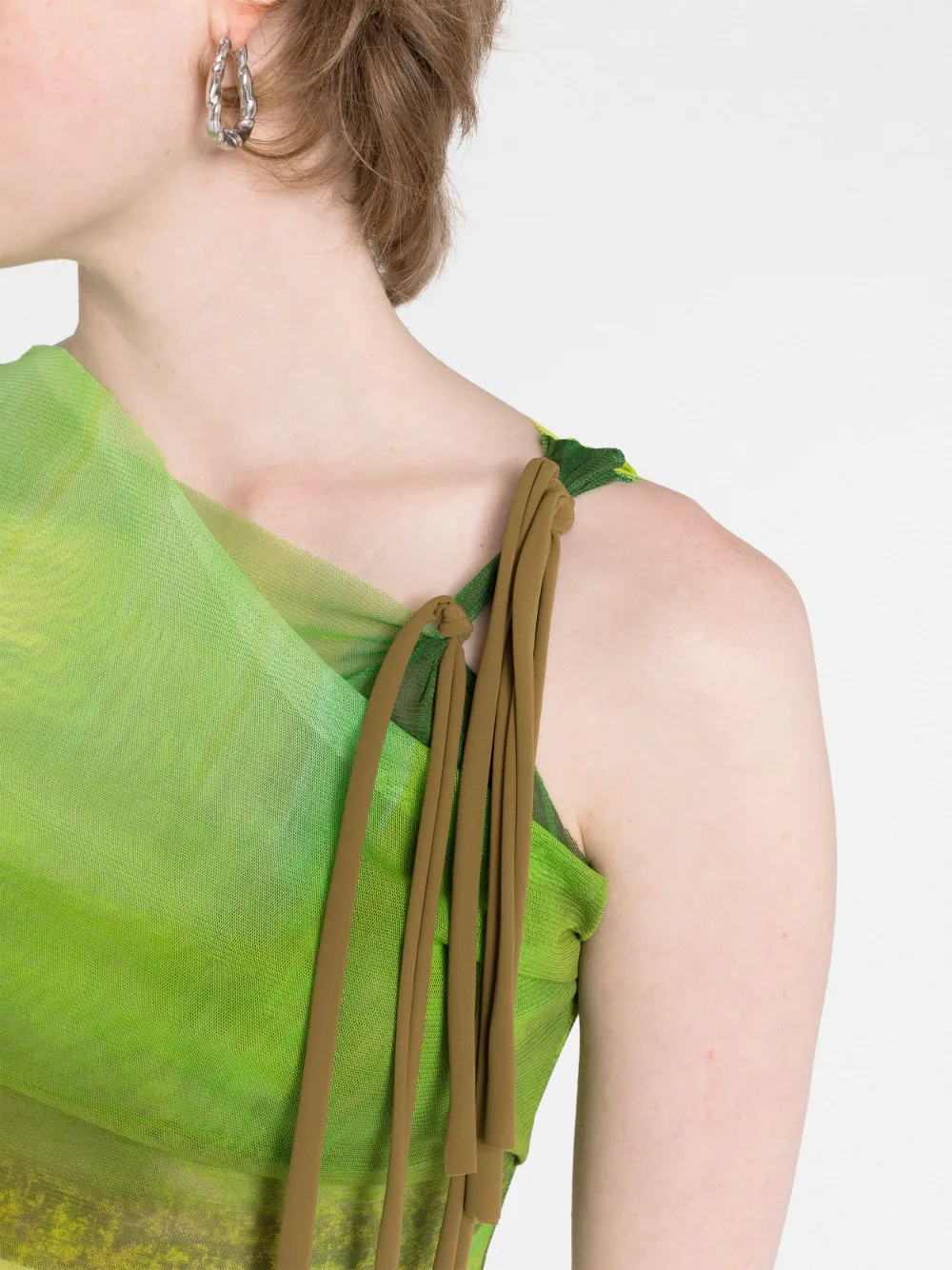 Paula Canovas Del Vas Cut Out-detail Mesh Midi Dress In Green