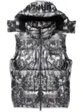 Purple Brand graphic-print puffer vest - Grey