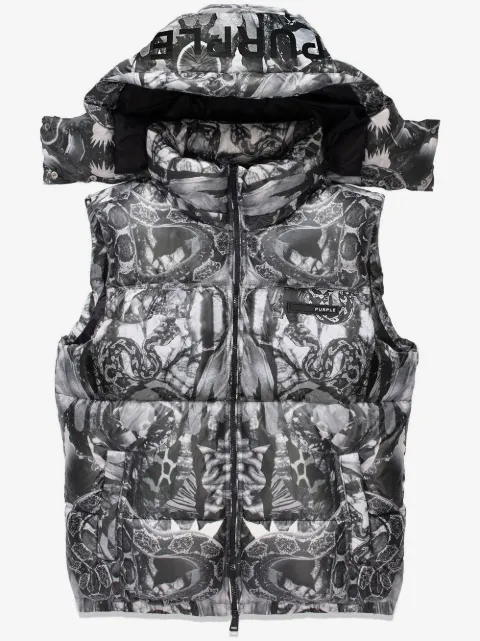 Purple Brand graphic-print puffer vest