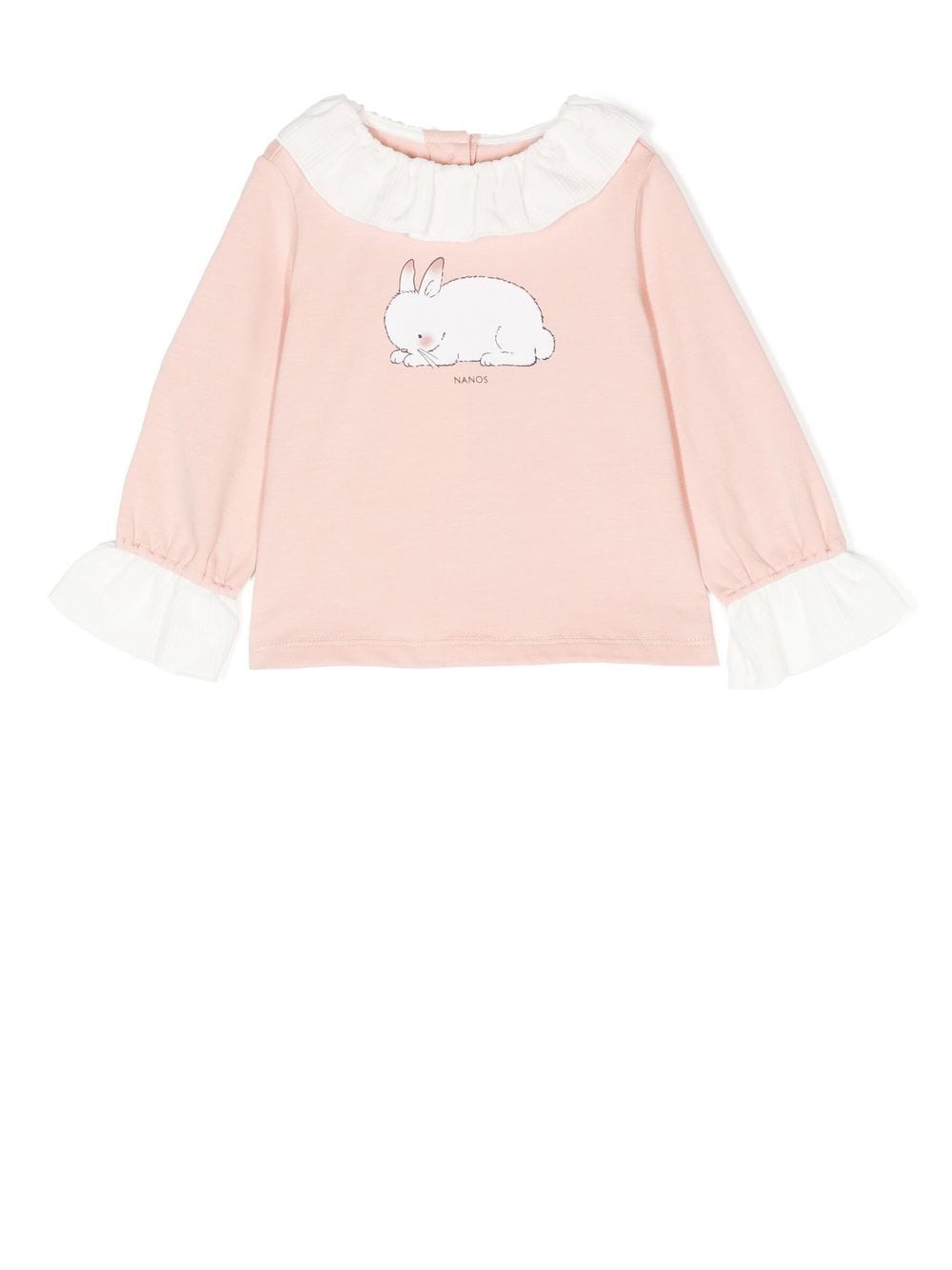 

NANOS rabbit print ruffled-detail T-shirt - Pink