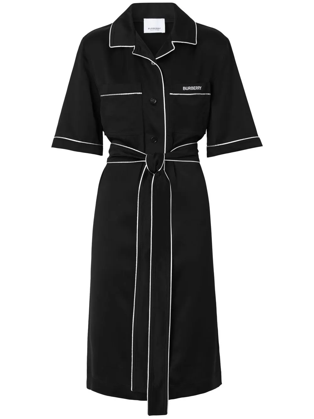 

Burberry logo-embroidered silk shirt dress - Black