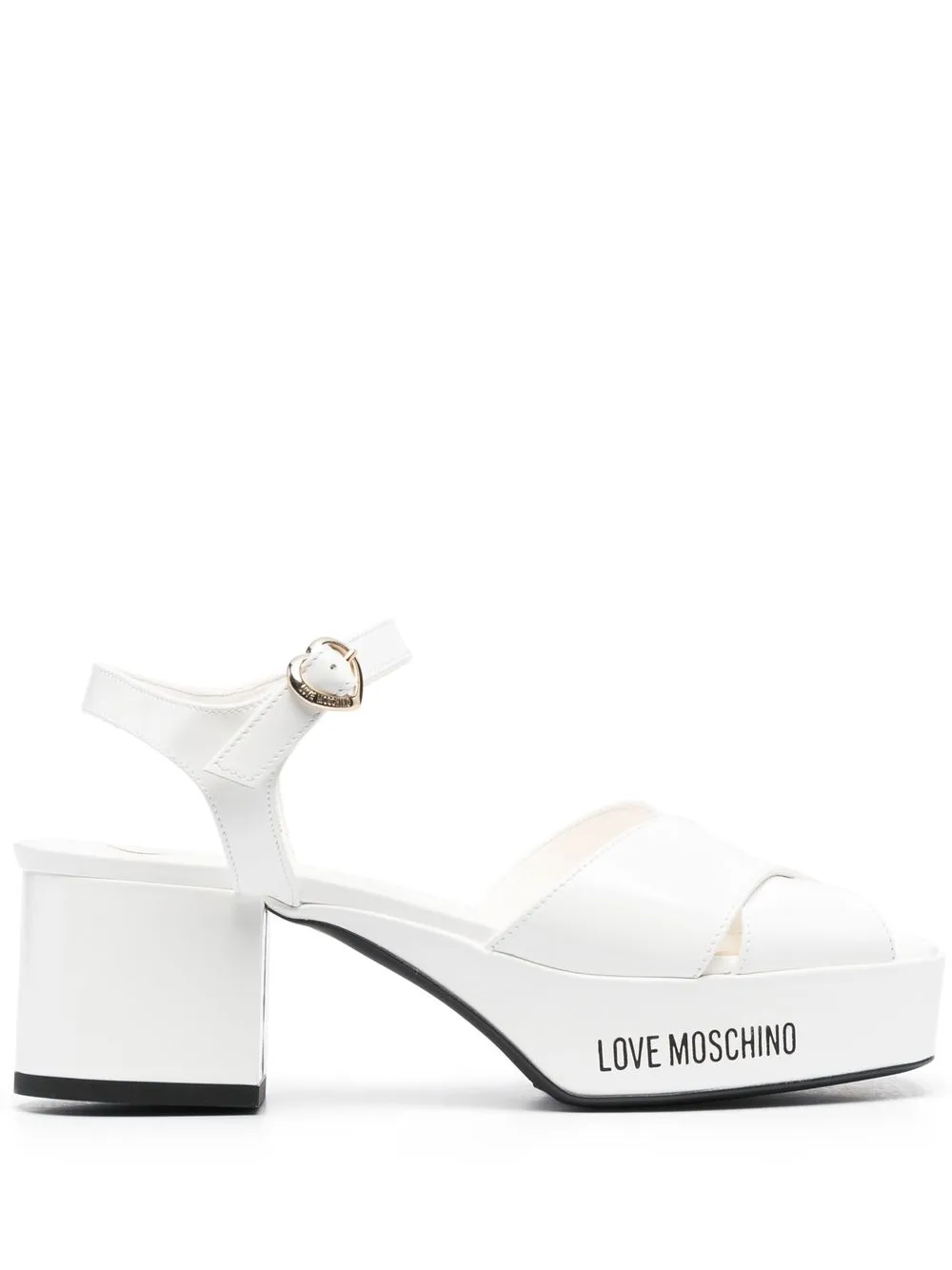 

Love Moschino logo-print cross-strap sandals - White