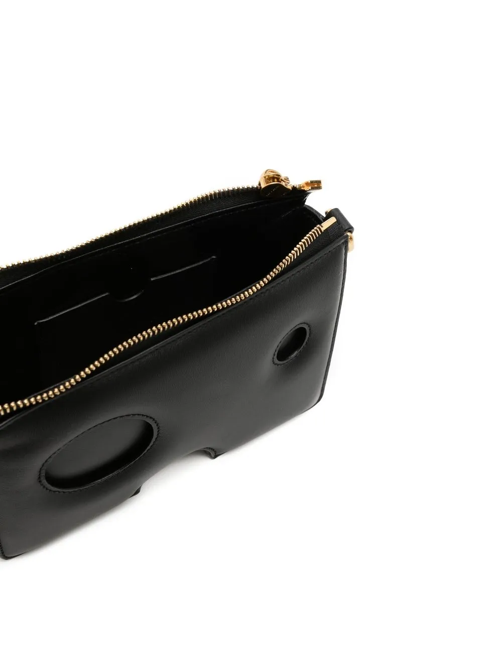 Shop Off-white Burrow Leather Shoulder Bag In Black