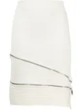 ANDREĀDAMO ribbed asymmetric midi skirt - White