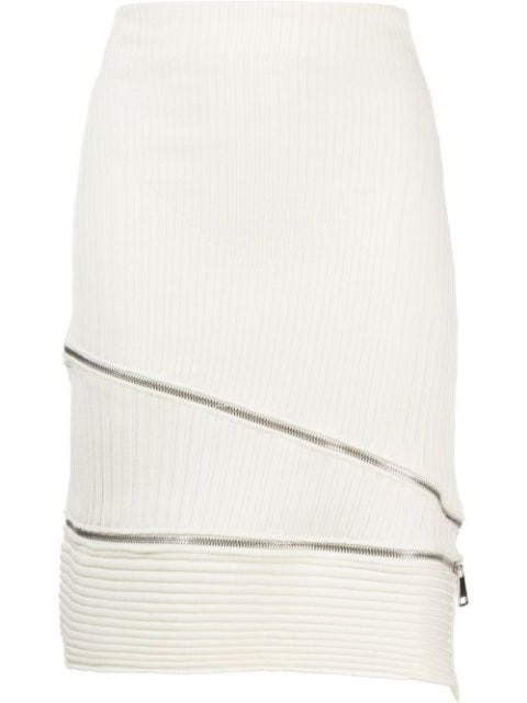 ANDREĀDAMO ribbed asymmetric midi skirt