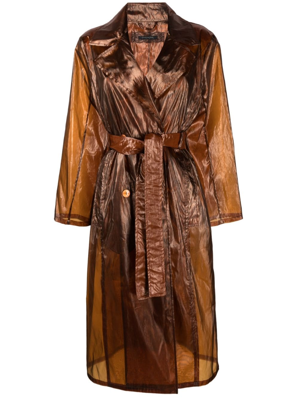 Patrizia Pepe Sheer Organza Trench Coat In Brown