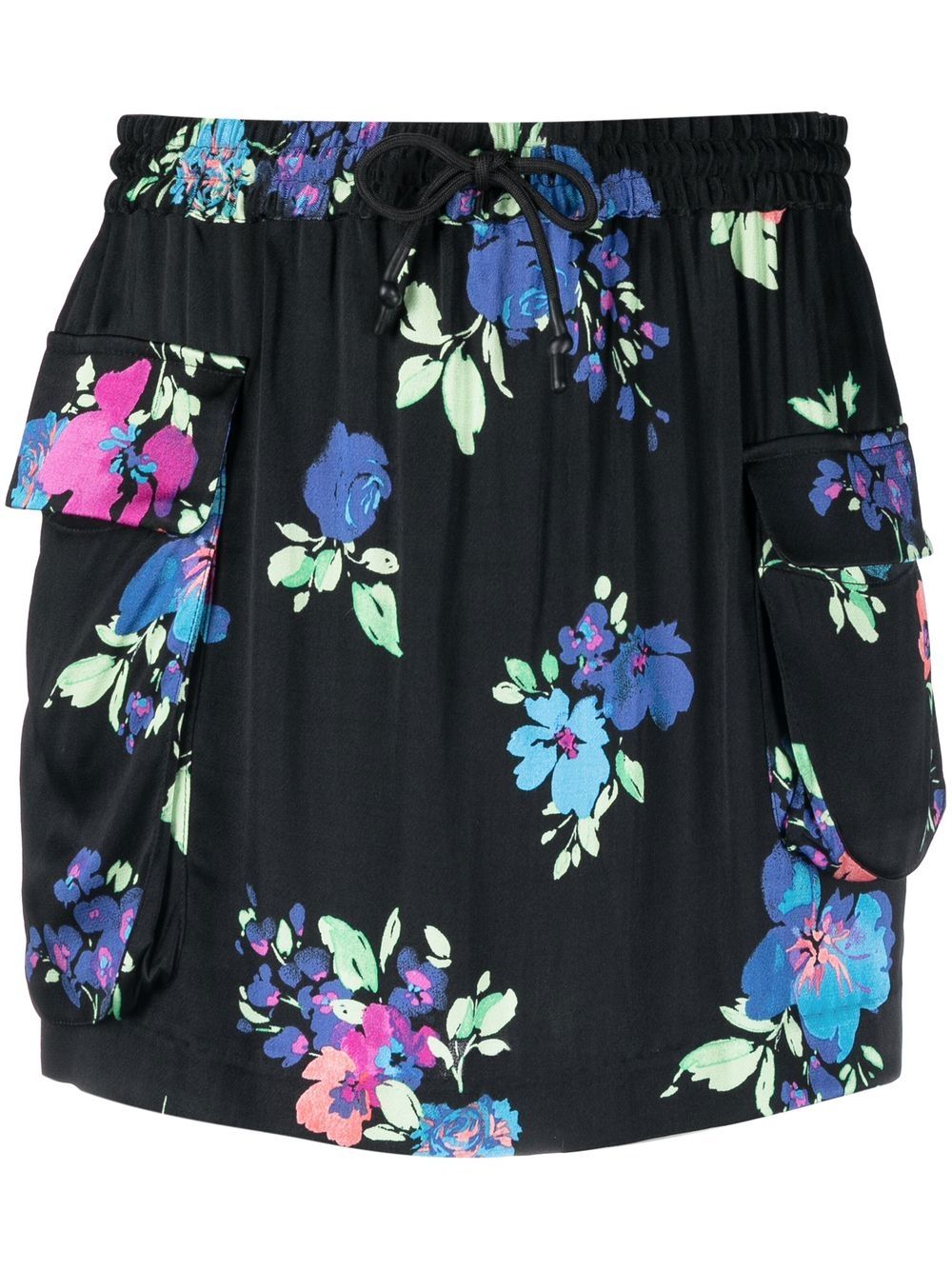 floral print drawstring waist miniskirt