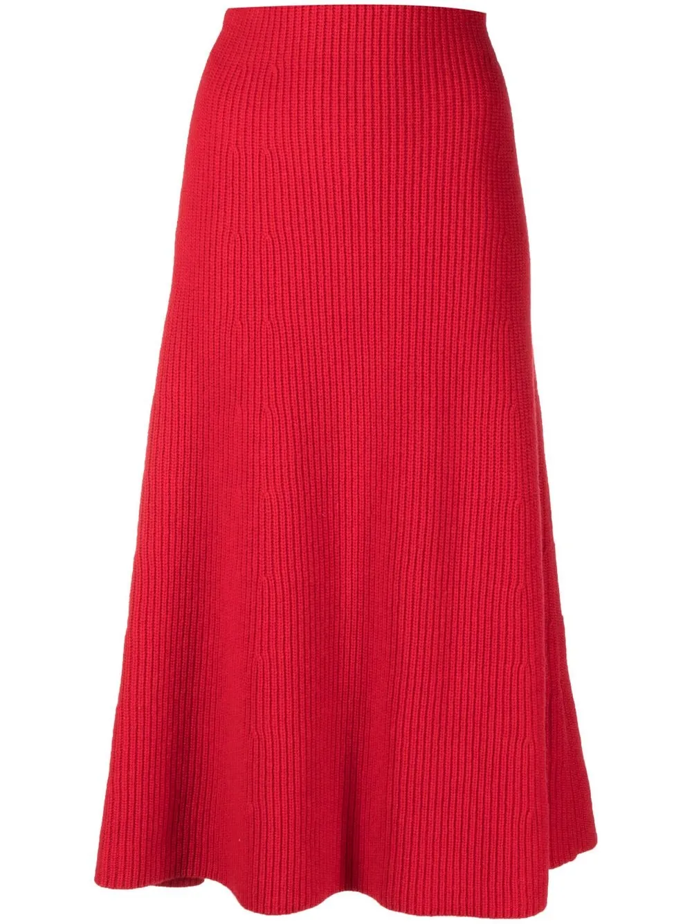 

Semicouture ribbed-knit A-line midi skirt - Red