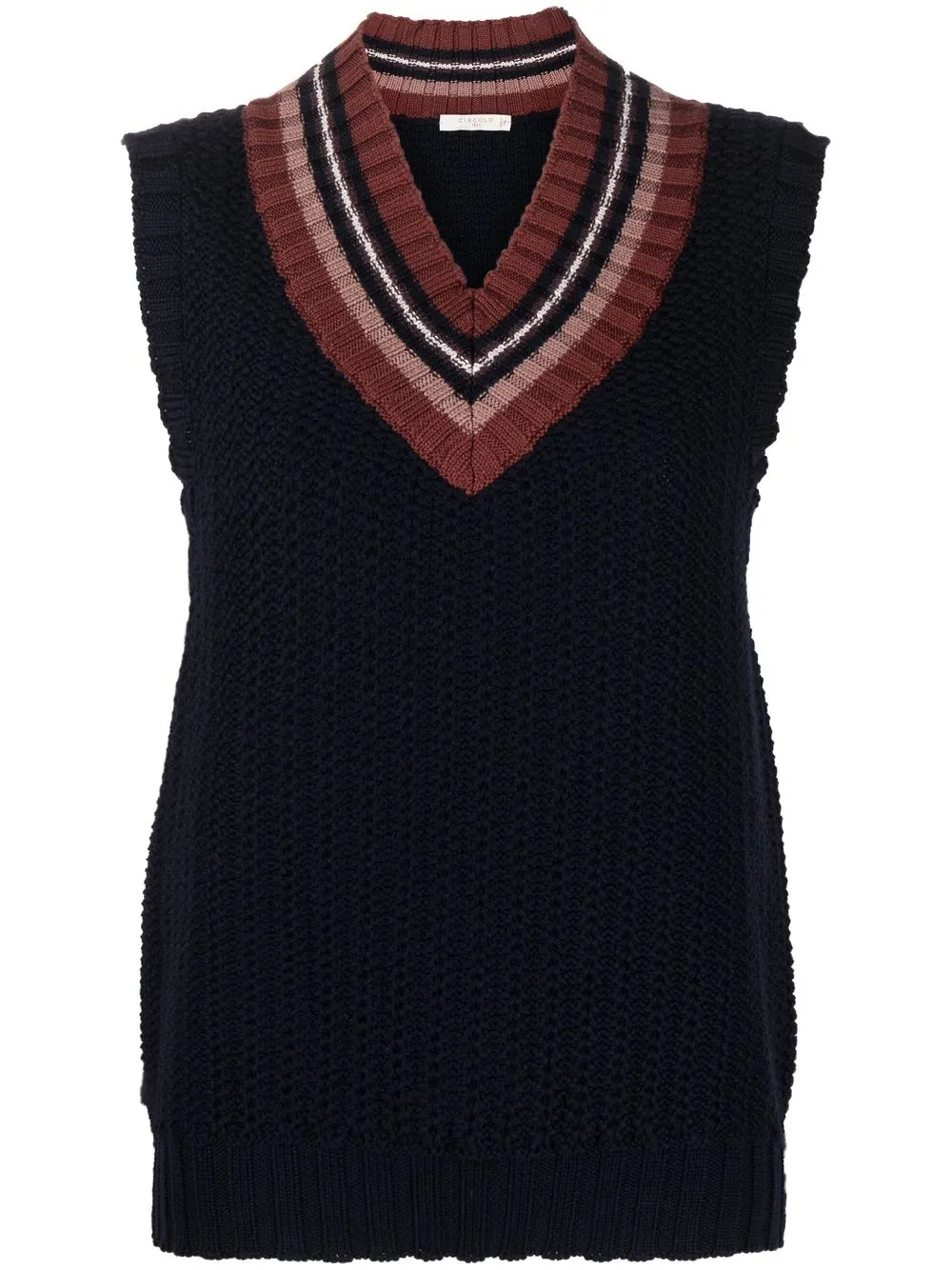 

Circolo 1901 stripe-trim sleeveless knit top - Blue