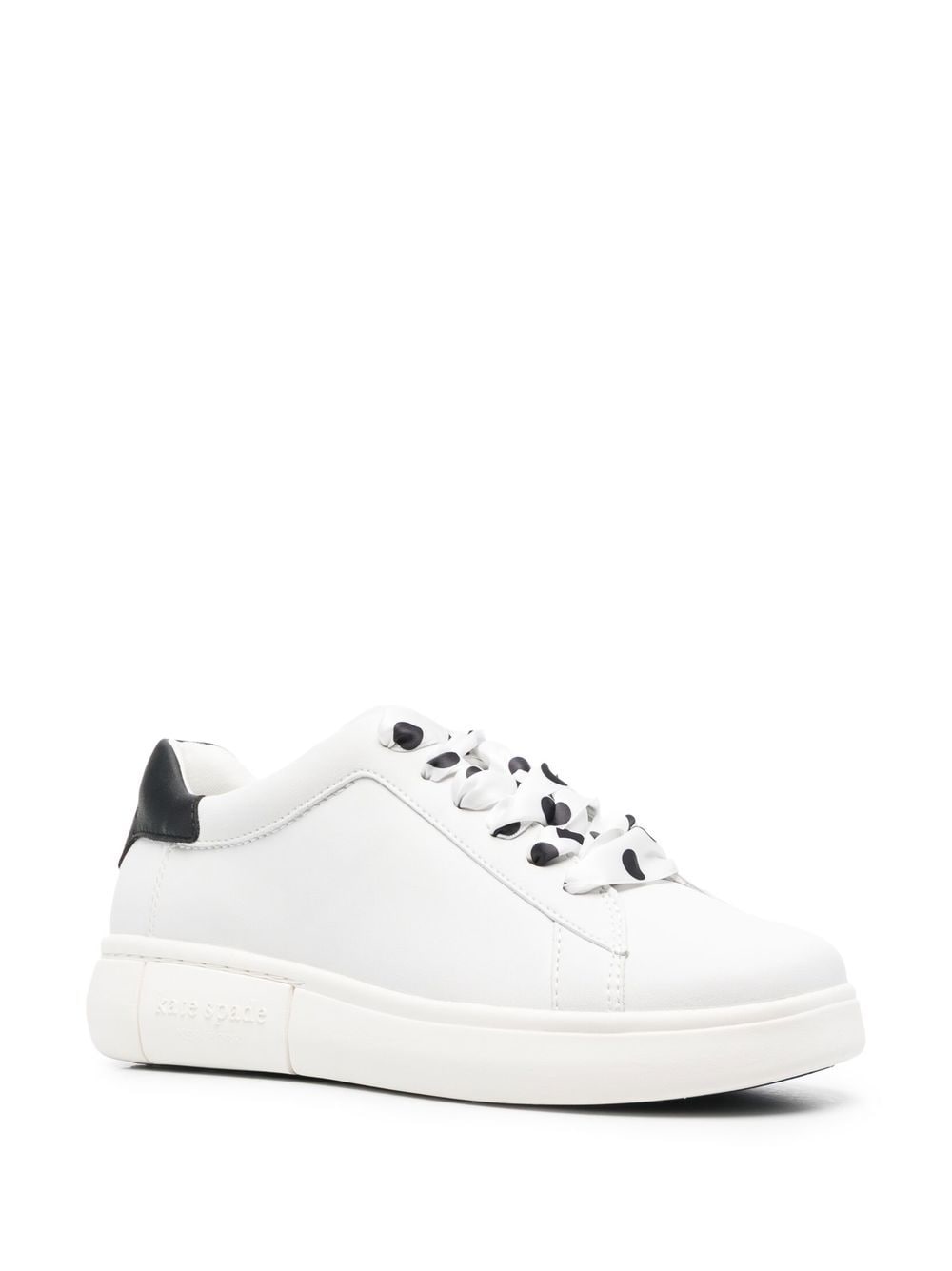 Shop Kate Spade Polka-dot Lace Leather Sneakers In 白色