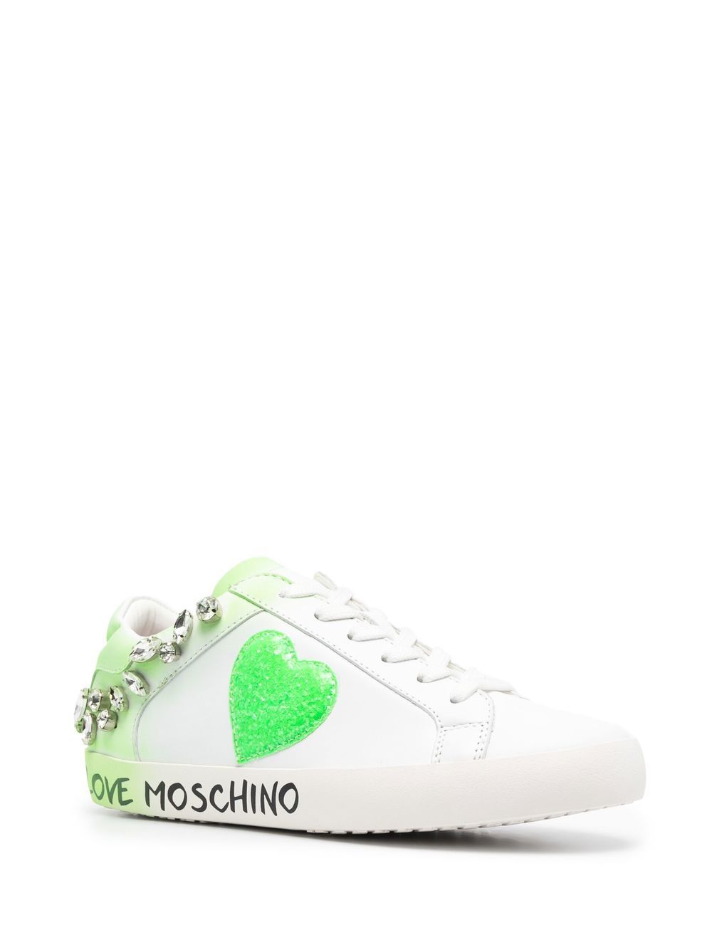 Love Moschino Sneakers verfraaid met kristallen - Wit