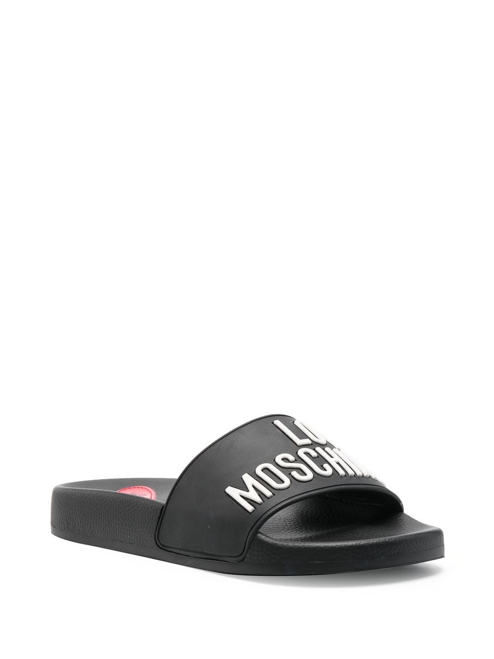 Love Moschino Slippers met logo-reliëf - Zwart