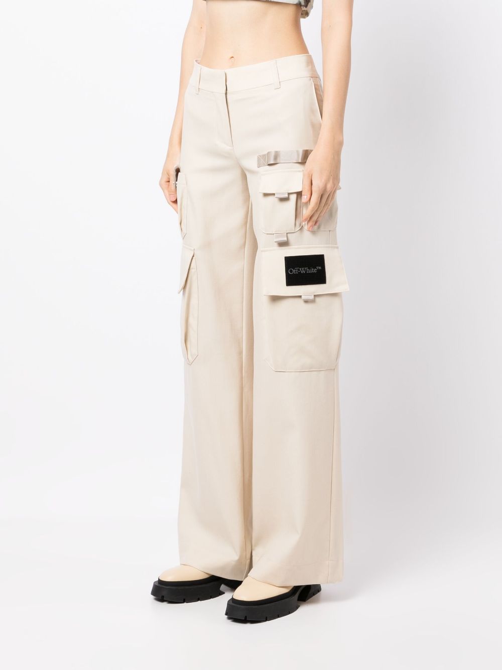 Shop Off-white Toybox Wide-leg Cargo Trousers In Neutrals