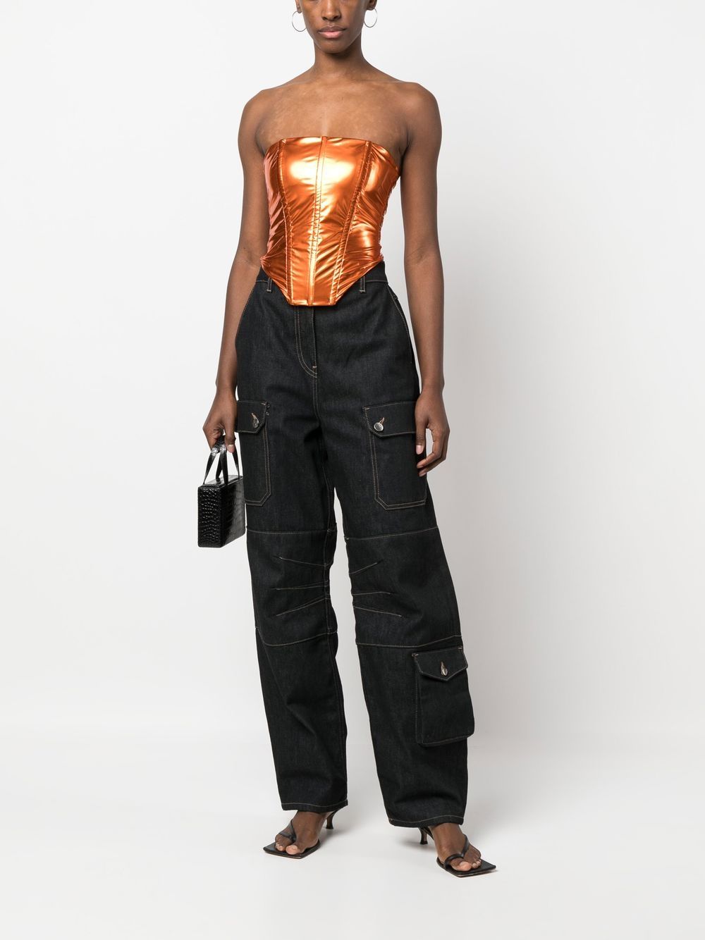 Patrizia Pepe Laminated Corset Top - Farfetch