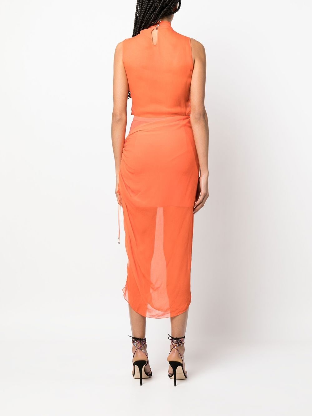 Shop Patrizia Pepe Cut-out Transparent Midi Dress In Orange