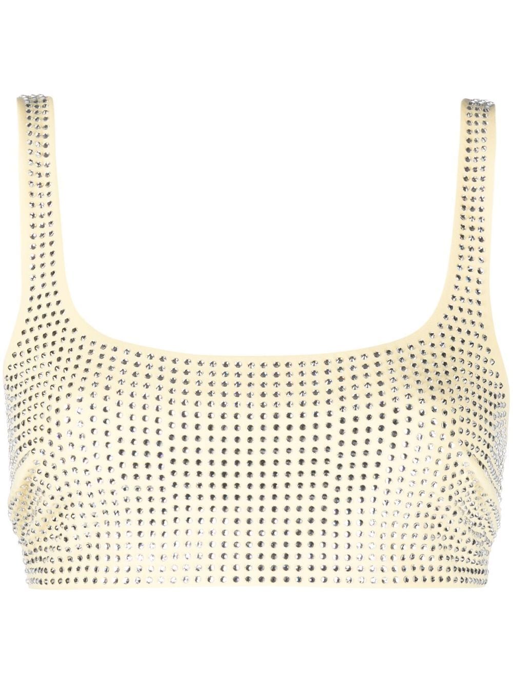 Patrizia Pepe Crystal Embellished Crop Tank Top In Yellow