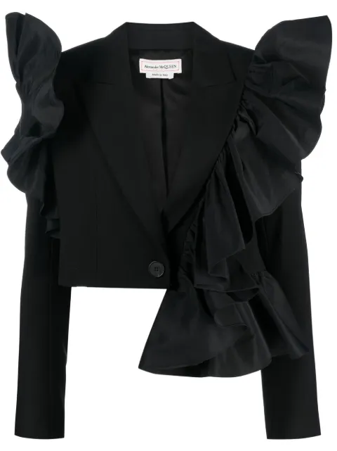 Alexander McQueen ruffled cropped wool blazer