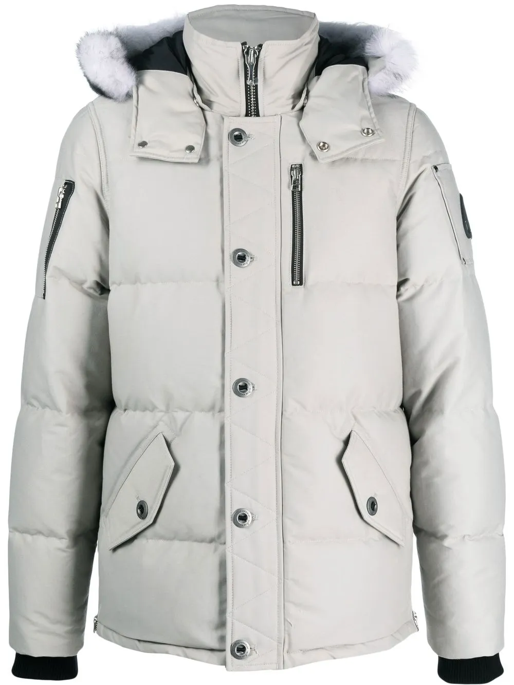 

Moose Knuckles parka capitonada con ribete de pelo - Gris