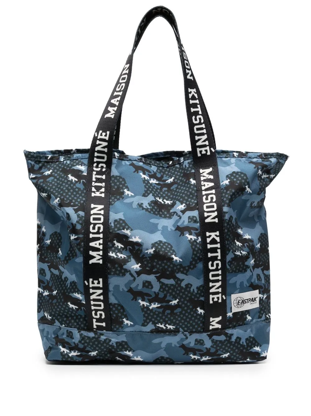 

Maison Kitsuné logo-strap printed tote bag - Blue