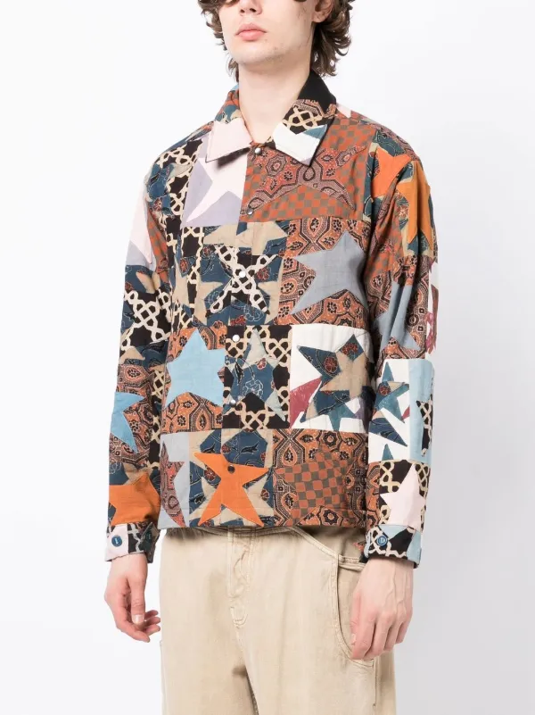 STORY mfg. patchwork design Shirt Jacket Farfetch