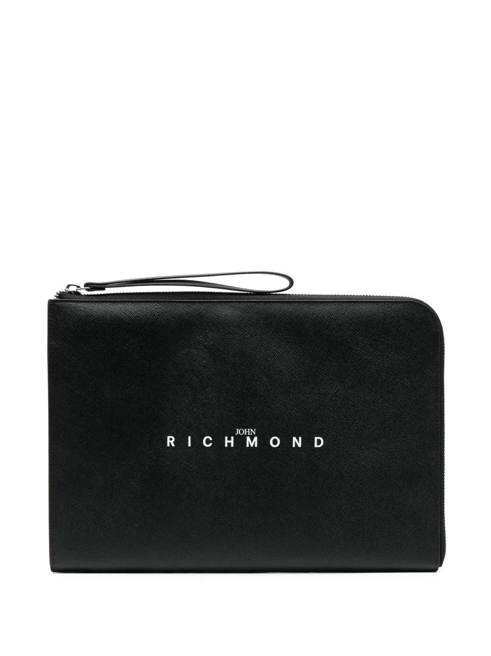 

John Richmond leather logo-print pochette - Black