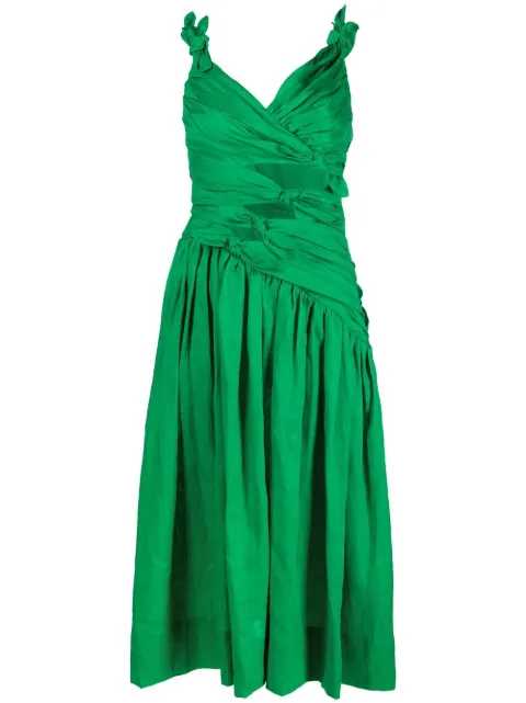 ZIMMERMANN Tiggy bow-detail pleated midi dress