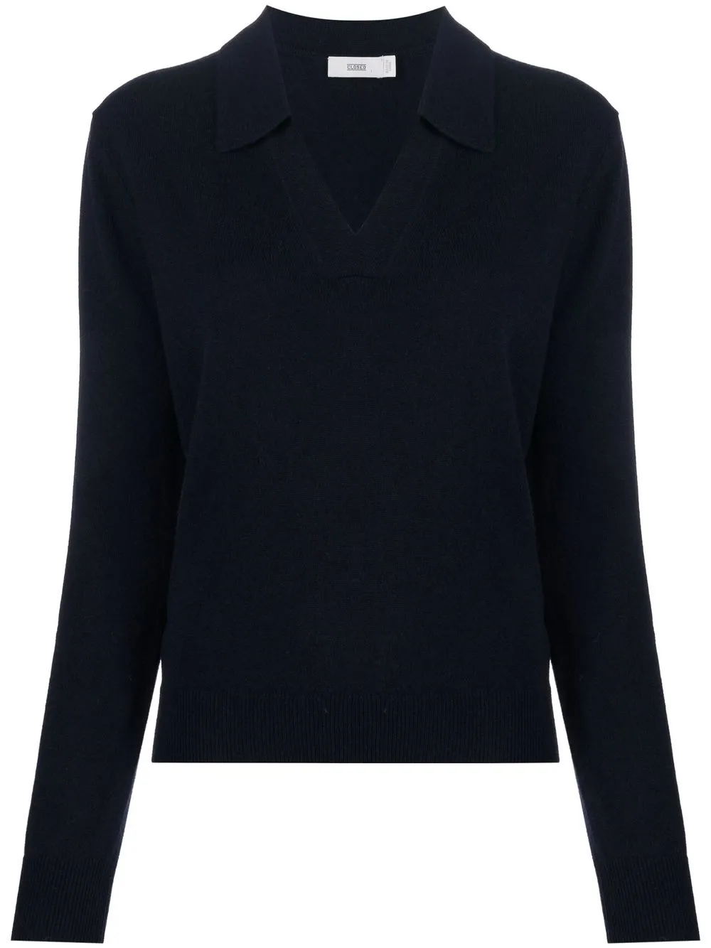 

Closed wool-cashmere knitted polo top - Blue