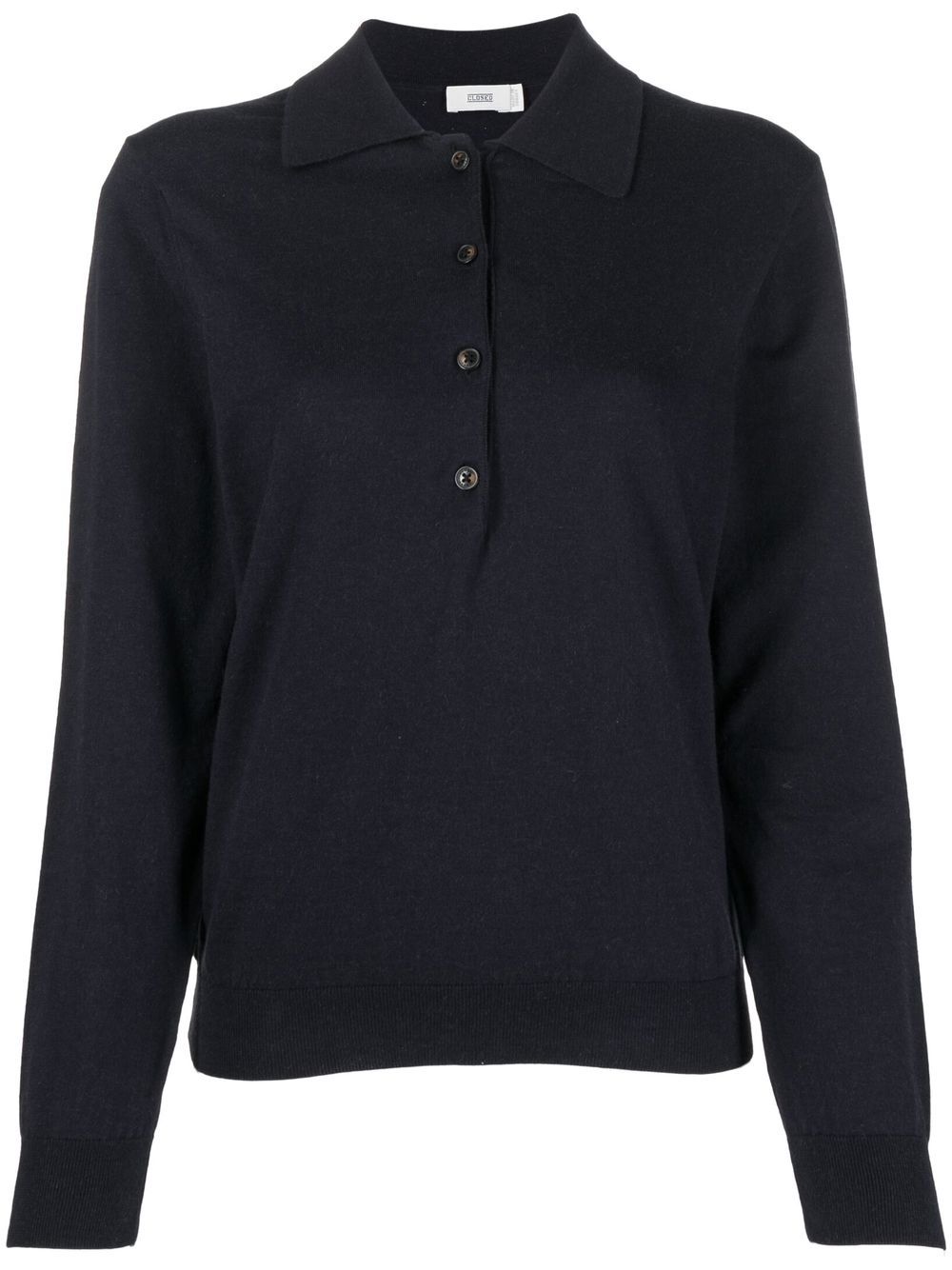 

Closed long-sleeved polo top - Blue