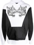 Plein Sport tiger-print panelled hoodie - White