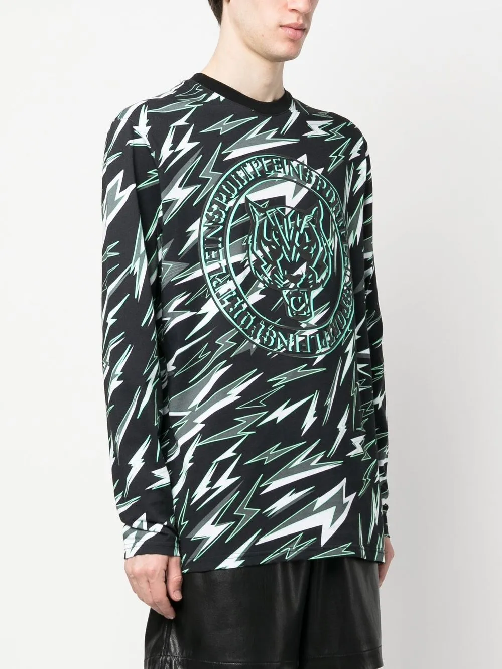 Plein Sport T-shirt Mit Blitz-print In Black