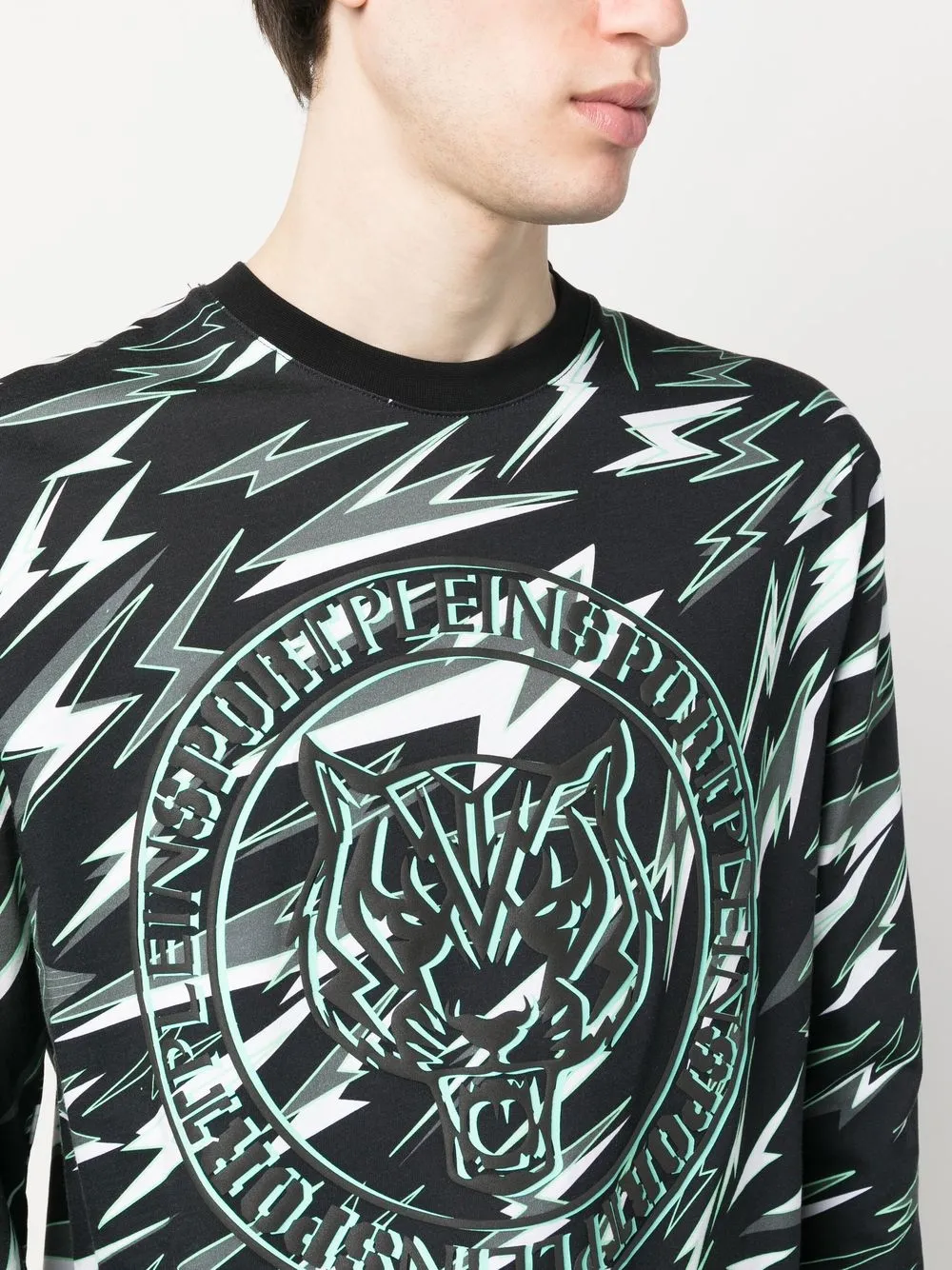 Plein Sport T-shirt Mit Blitz-print In Black
