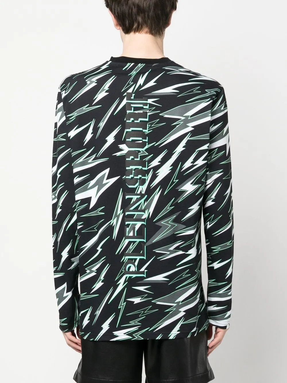 Plein Sport T-shirt Mit Blitz-print In Black