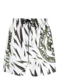 Plein Sport lightning-print swim shorts - White