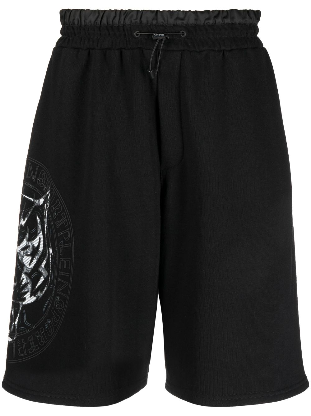 Plein Sport Logo-print Knee-length Track Shorts In Schwarz