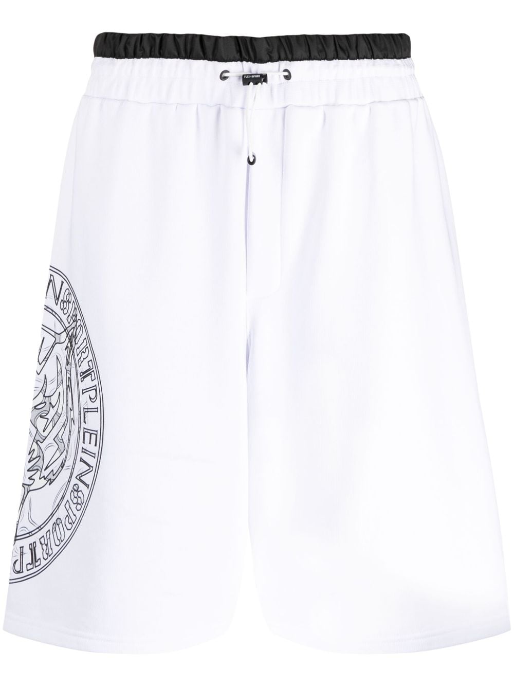 Plein Sport Logo-print Knee-length Track Shorts In Weiss