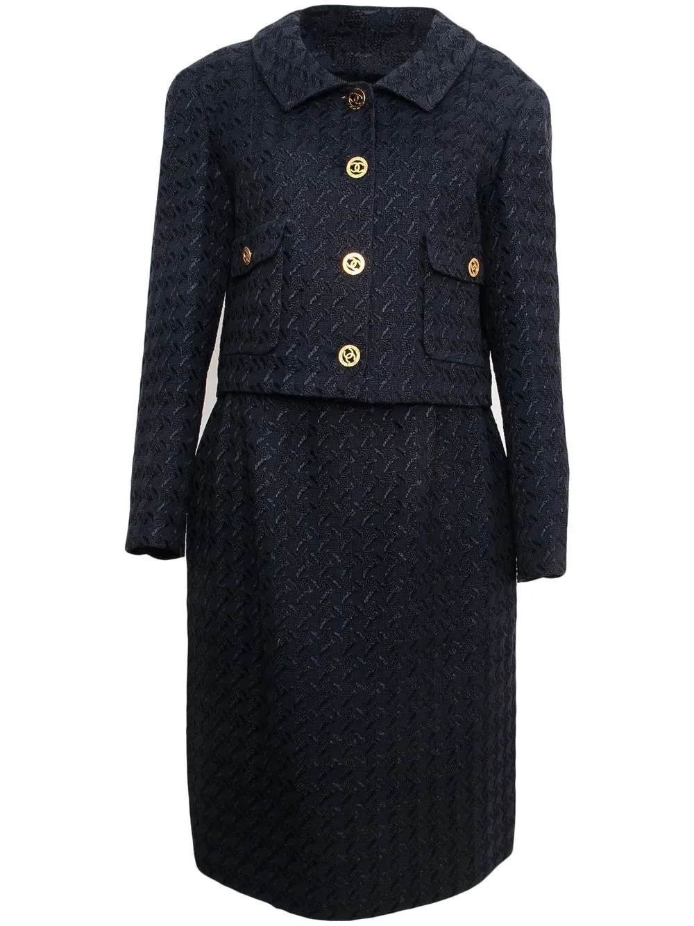 

CHANEL Pre-Owned traje de falda de tweed 1986-1990 - Azul