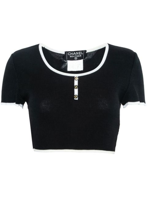 CHANEL 1995-1996 cropped knit top Women