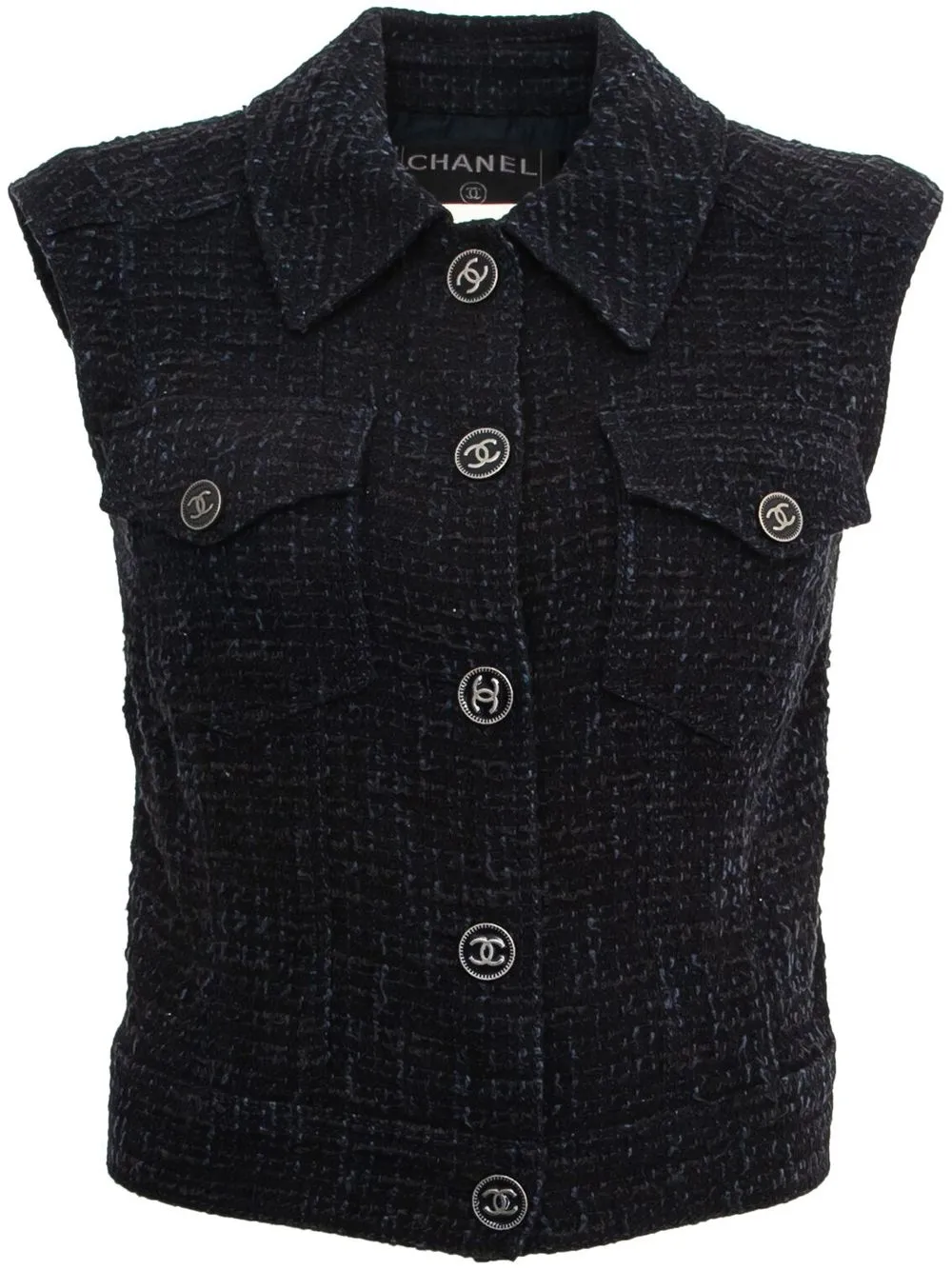 

Chanel Pre-Owned 2000s tweed vest - Blue