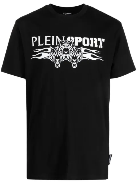 Plein Sport logo tiger-print T-shirt