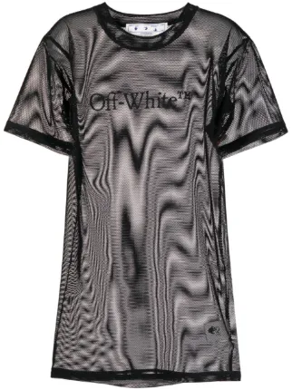 Off-White logo-print Mesh T-shirt Dress - Farfetch