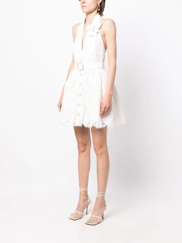 ZIMMERMANN floral lace Detail Mini Dress Farfetch