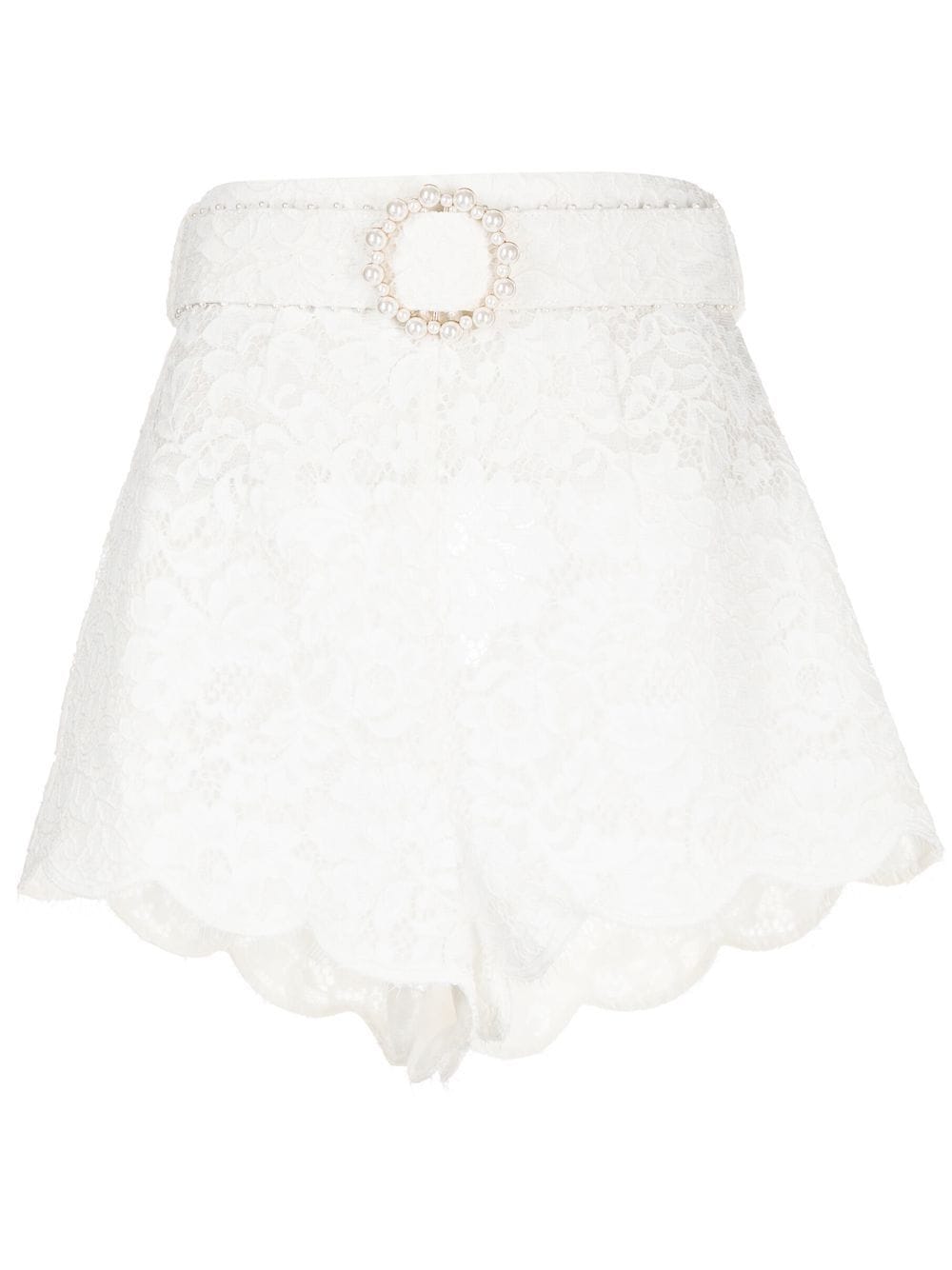 Zimmermann Floral-lace High-waisted Shorts In White