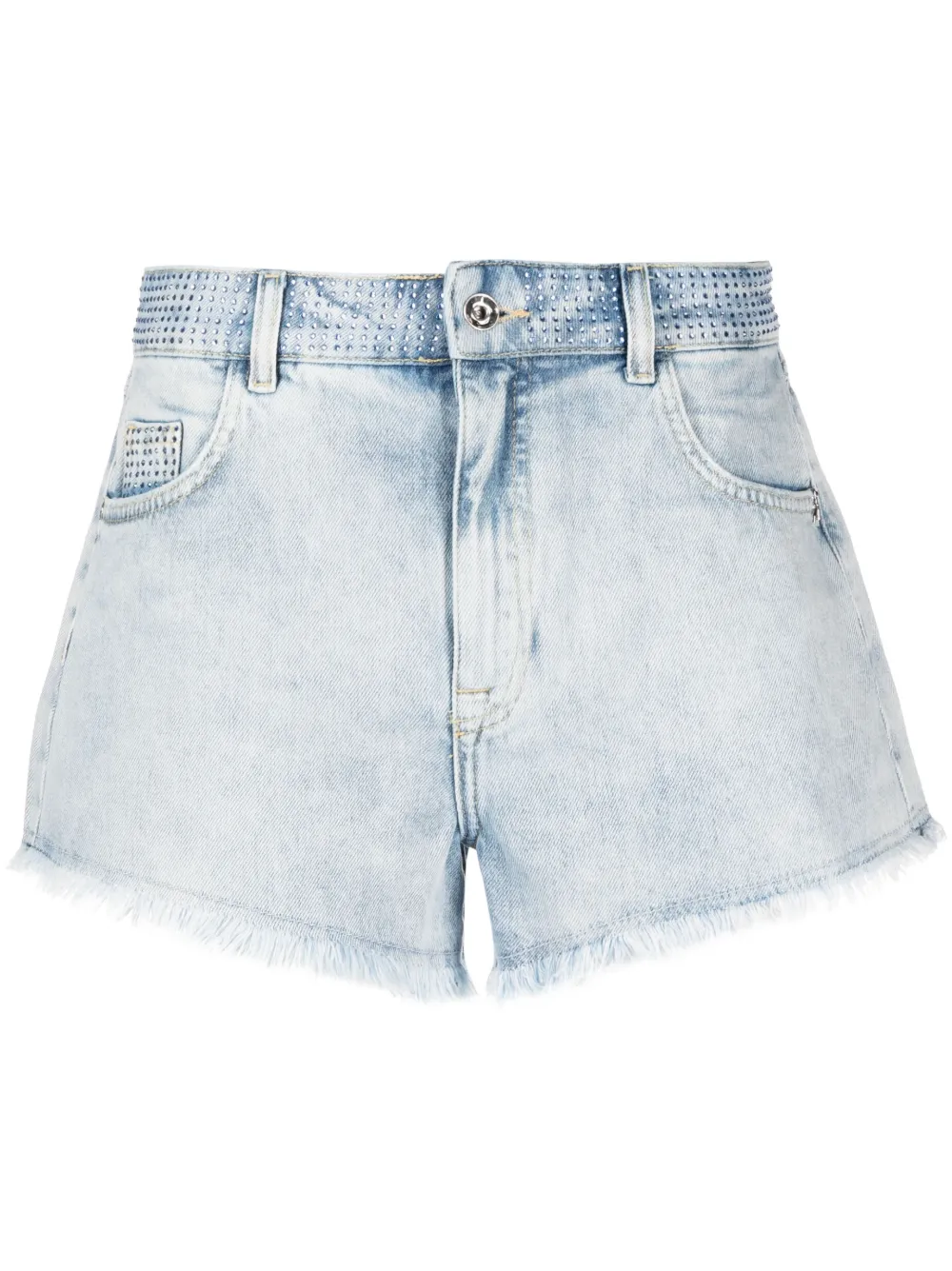 Patrizia Pepe Jeans-Shorts mit Kristallen - Blau
