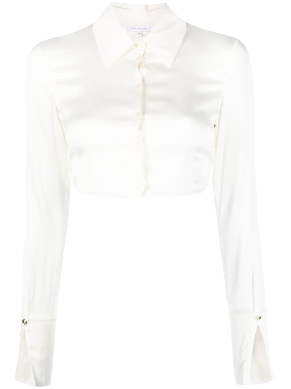 Patrizia Pepe Long-sleeve Cropped Shirt In White