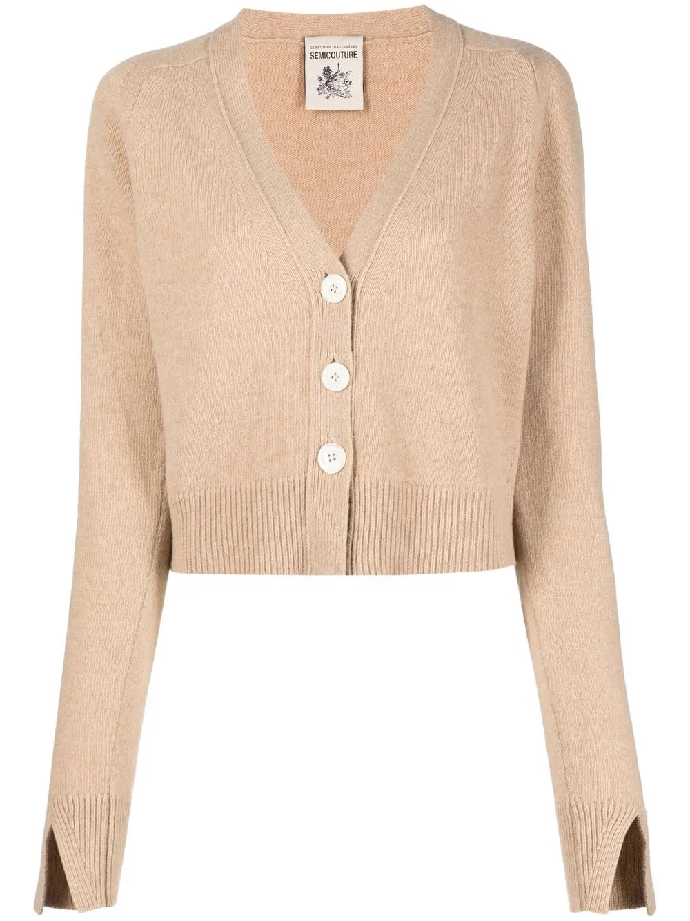 

Semicouture V-neck split-cuff cardigan - Neutrals