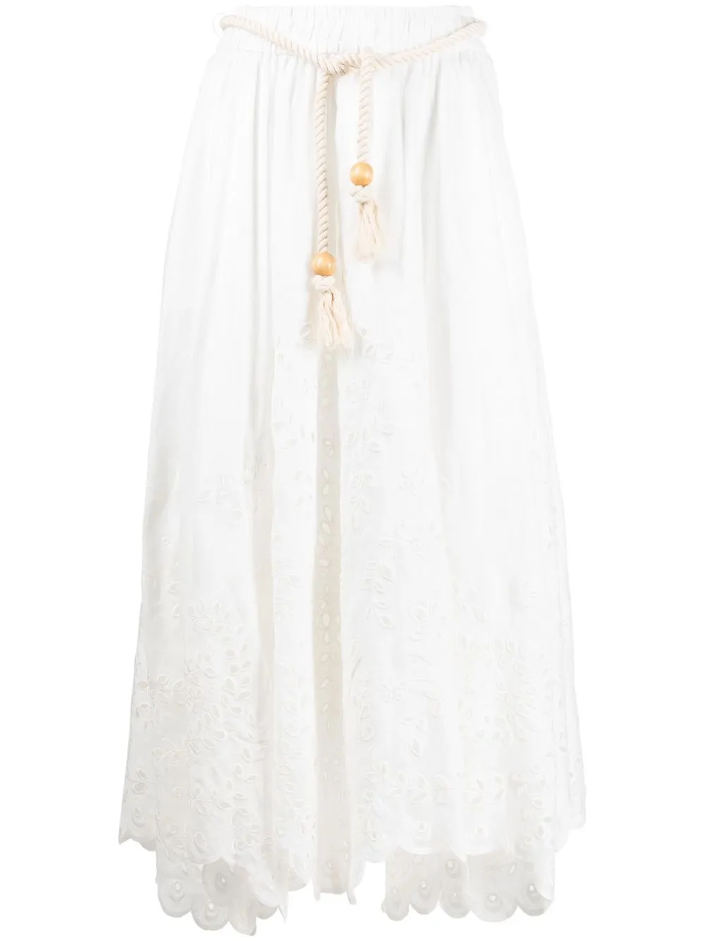 

ZIMMERMANN falda Clover con bordado floral - Blanco