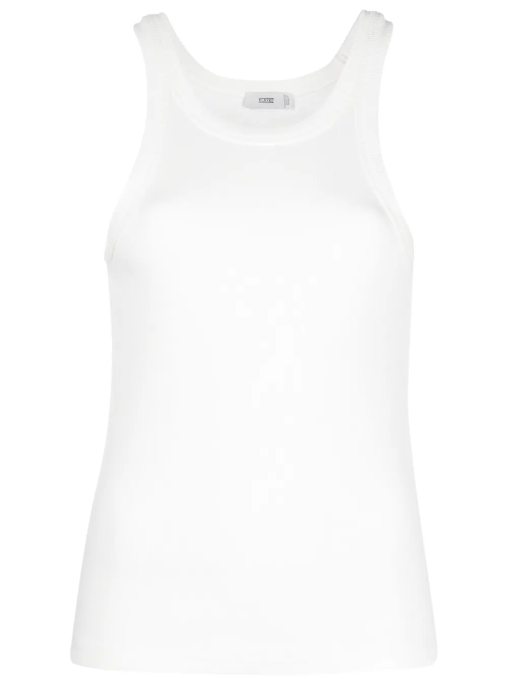 Closed ribbed-knit sleeveless tank top