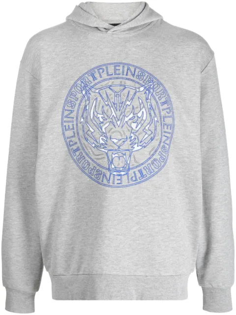 Plein Sport tiger-print cotton hoodie