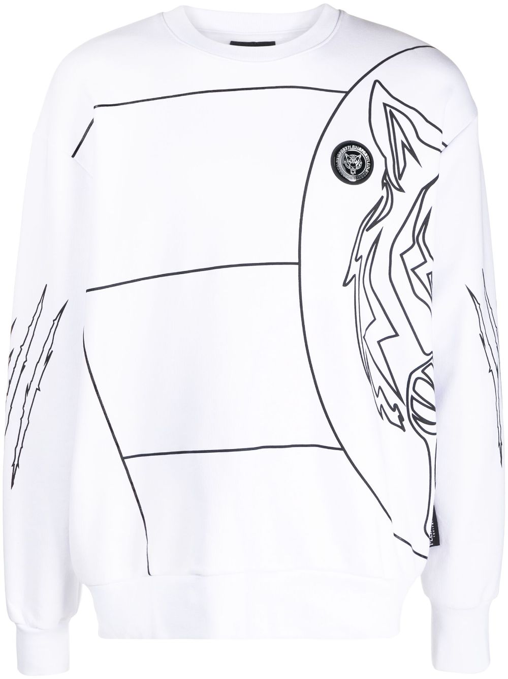 Plein Sport Logo Tiger-print Sweatshirt In Weiss